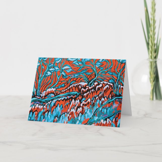 Farbenfrohe rot-blaue magische Wälder Karte (Vorderseite)