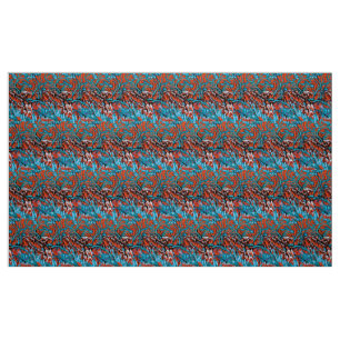 Farbenfrohe rot-blaue magische Wälder Stoff