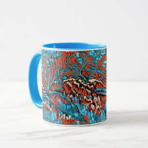Farbenfrohe rot-blaue magische Wälder Tasse