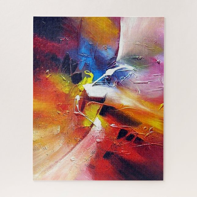 Farbenfrohe Rot-Gelb-Grün Lila Puzzle (Vertikal)