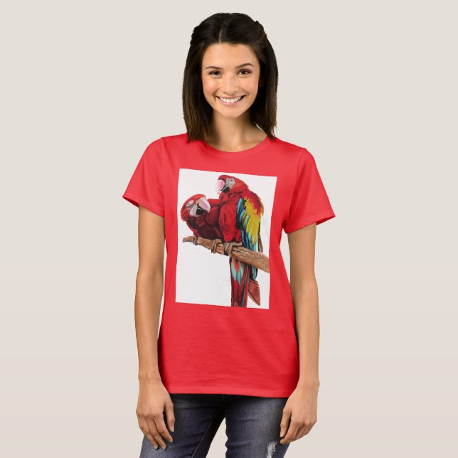 Farbenfrohe rote Farbe Wasserfarben Malerei Design T-Shirt (Vorne ganz)