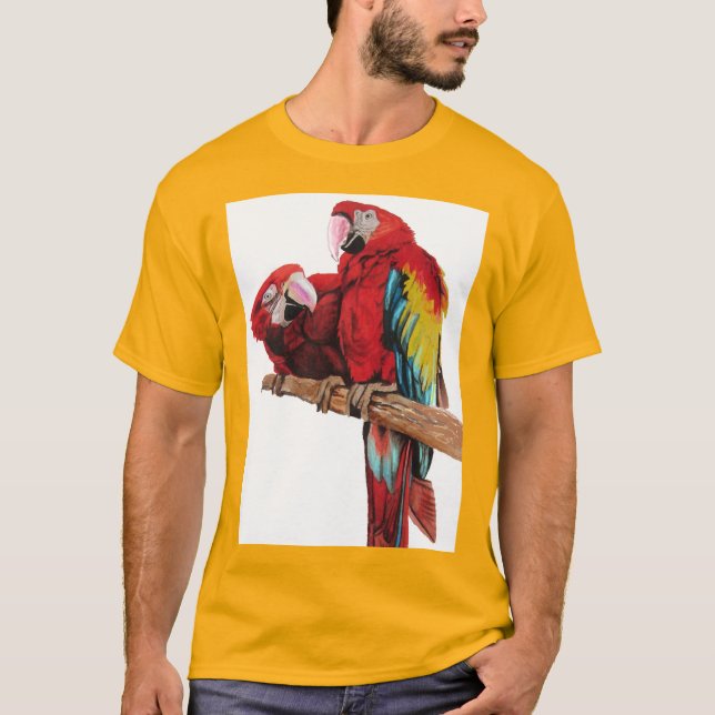 Farbenfrohe rote Farbe Wasserfarben Malerei Design T-Shirt (Vorderseite)