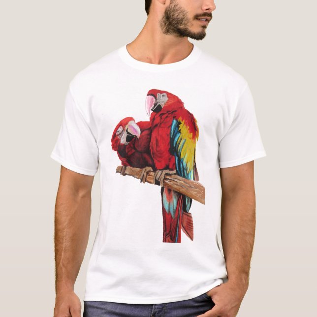 Farbenfrohe rote Farbe Wasserfarben Malerei Design T-Shirt (Vorderseite)