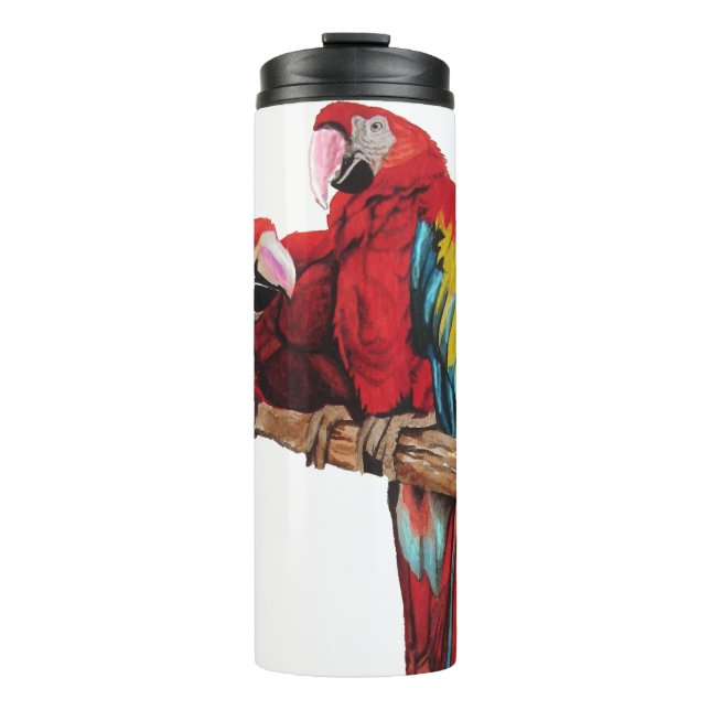 Farbenfrohe rote Farbe Wasserfarben Malerei Design Thermosbecher (Vorderseite)