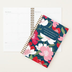 Farbenfrohe Rote Feminine Blumenfirma Business Planer