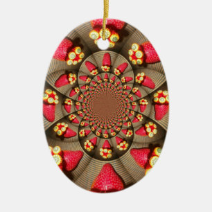 Farbenfrohe Rote Freude: Strawberry Kaleidoskop Ku Keramikornament