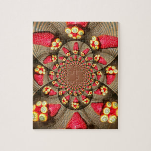 Farbenfrohe Rote Freude: Strawberry Kaleidoskop Ku Puzzle