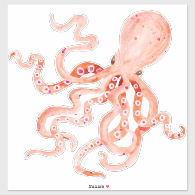 Farbenfrohe Rote Koralle Octopus Ocean Deco Art Aufkleber (Blatt)