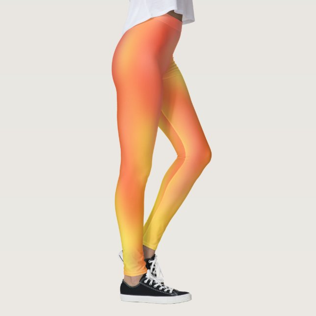 Farbenfrohe rote Orangenflames Muster Leggings (Rechts)