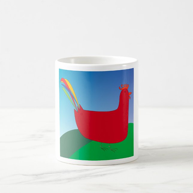 Farbenfrohe Rote Rooster mit Regenbogen-Schwanz au Kaffeetasse (Von Creator hochgeladen)