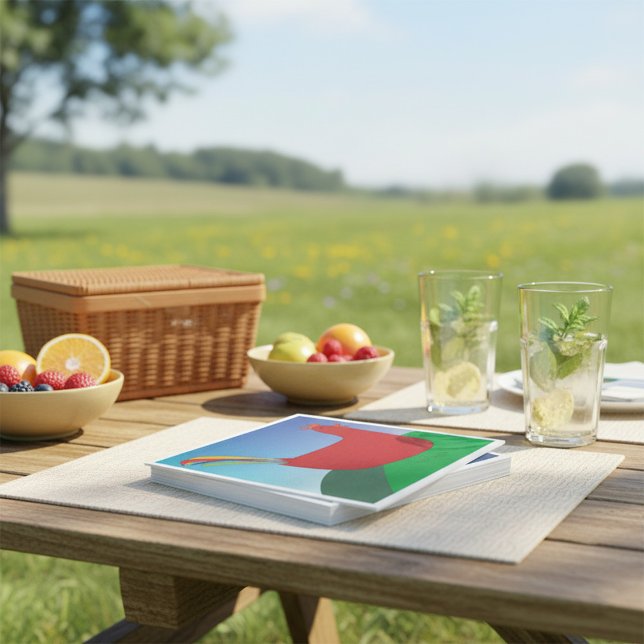 Farbenfrohe Rote Rooster mit Regenbogen-Schwanz au Serviette (Von Creator hochgeladen)