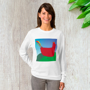Farbenfrohe Rote Rooster mit Regenbogen-Schwanz au T-Shirt