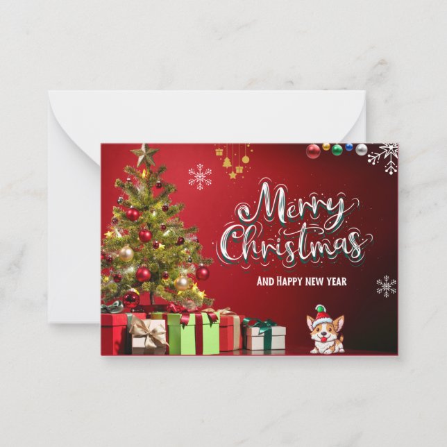 Farbenfrohe rote und grüne Weihnachtskarte Mitteilungskarte (Vorderseite)