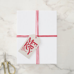 Farbenfrohe rote vintage fröhliche Weihnachtsdekor Geschenkanhänger