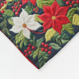 Farbenfrohe rote weiße Poinsettia Quilmuster Fleecedecke
