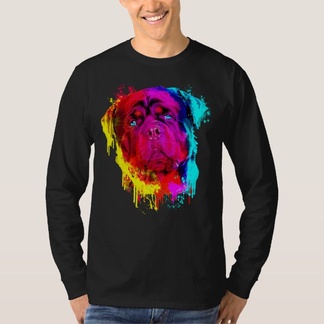 Farbenfrohe Rottweiler Handgemälde T-Shirt (Vorderseite)