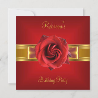Farbenfrohe Royal Red Blumen Yellow Gold Bow Einladung