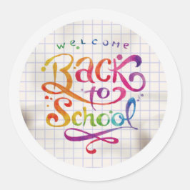Farbenfrohe Rückkehr zur Schulrunde Runder Aufkleber