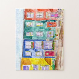 Farbenfrohe Ruhenhäuser Wasserfarben Illustration  Puzzle