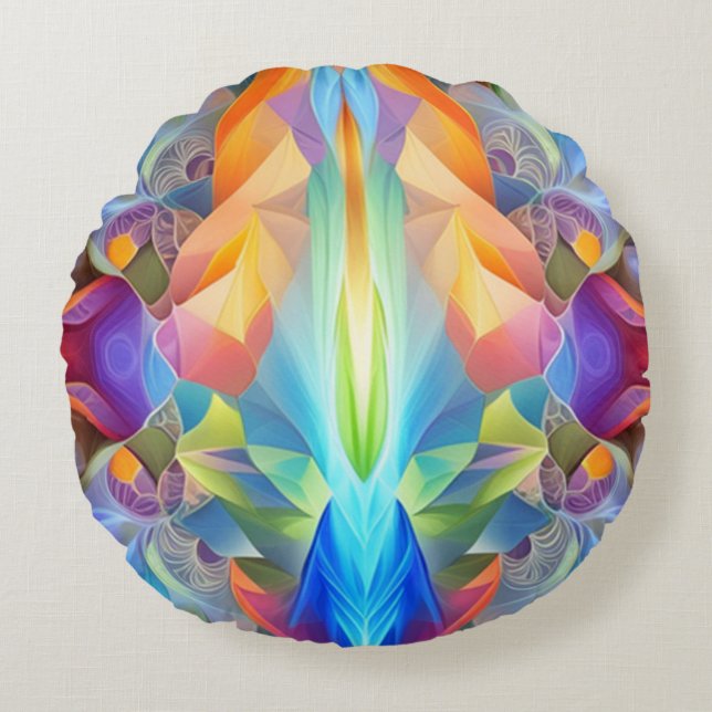Farbenfrohe runde Abstrakte Kissen (Vorderseite)