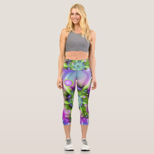 Farbenfrohe Rundformen Abstraktes Fraktal Kunst, D Capri Leggings