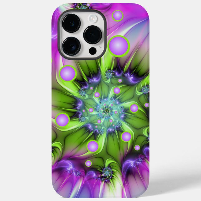 Farbenfrohe Rundformen Abstraktes Fraktal Kunst, D Case-Mate iPhone Hülle (Rückseite)