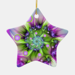 Farbenfrohe Rundformen Abstraktes Fraktal Kunst, D Keramik Ornament