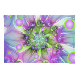 Farbenfrohe Rundformen Abstraktes Fraktal Kunst, D Kissenbezug