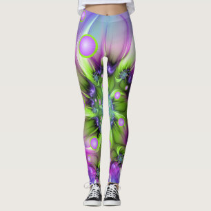 Farbenfrohe Rundformen Abstraktes Fraktal Kunst, D Leggings
