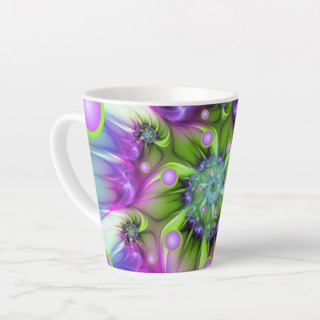 Farbenfrohe Rundformen Abstraktes Fraktal Kunst, D Milchtasse (Linke Ecke)