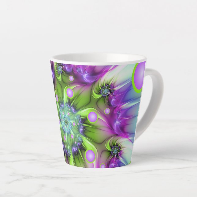 Farbenfrohe Rundformen Abstraktes Fraktal Kunst, D Milchtasse (Rechte Ecke)
