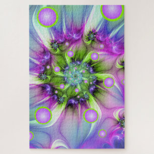 Farbenfrohe Rundformen Abstraktes Fraktal Kunst, D Puzzle