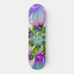 Farbenfrohe Rundformen Abstraktes Fraktal Kunst, D Skateboard