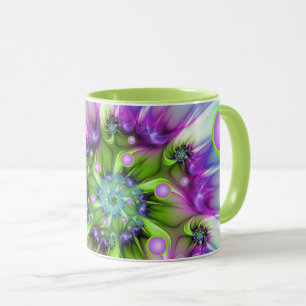 Farbenfrohe Rundformen Abstraktes Fraktal Kunst, D Tasse