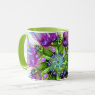 Farbenfrohe Rundformen Abstraktes Fraktal Kunst, D Tasse
