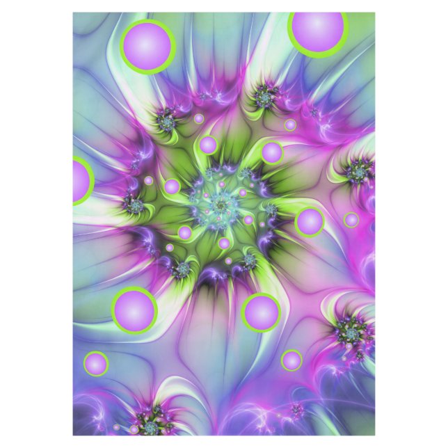 Farbenfrohe Rundformen Abstraktes Fraktal Kunst, D Tischdecke (Vorderseite)