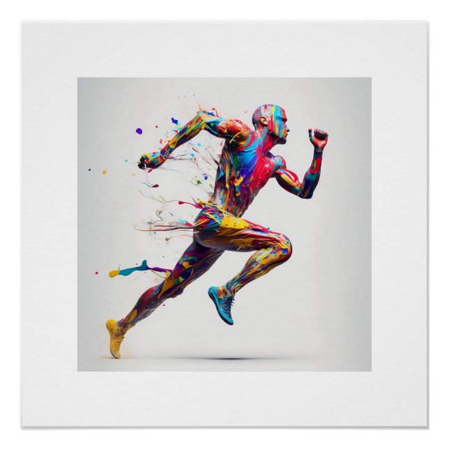 Farbenfrohe Running Art Poster (Vorderseite)