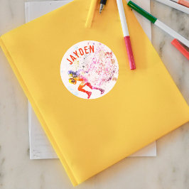 Farbenfrohe Running Football Player Art Individuel Runder Aufkleber