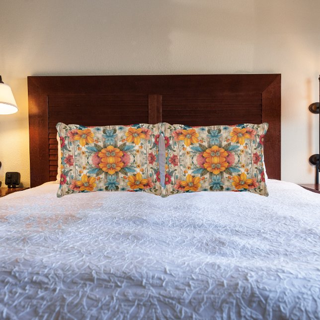 Farbenfrohe rustikale Blume Kissenbezug (Von Creator hochgeladen)