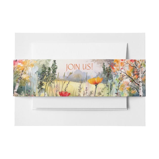 Farbenfrohe rustikale Hochzeit im Herbst Einladung Einladungsbanderole (Vorderseite Beispiel)