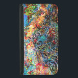 Farbenfrohe rustikale Vintage BlumenCollage Samsung Galaxy S5 Geldbeutel Hülle<br><div class="desc">Coole bunt rustikale Vintage BlumenCollage mit schwarzen Wirbel Zierakzent.</div>