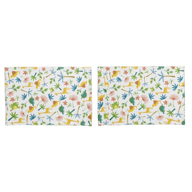 Farbenfrohe Safari niedliche Dschungeltiere Zoo Kissenbezug (Vorderseite-Set)