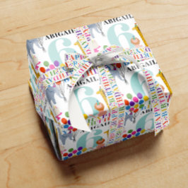 Farbenfrohe Safari Tiere glücklich Geburtstag Jahr Geschenkpapier