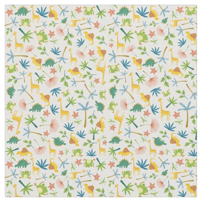 Farbenfrohe Safari Wildtier Aquarellgiraffe Stoff (Nahaufnahme)