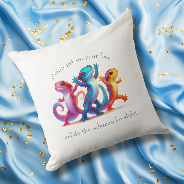 Farbenfrohe Salamander machen Salamander Slide Kissen (Dancing Salamanders Throw Pillow Cover Photo)