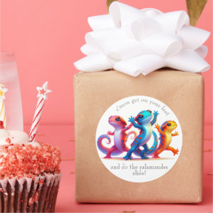 Farbenfrohe Salamander machen Salamander Slide Runder Aufkleber