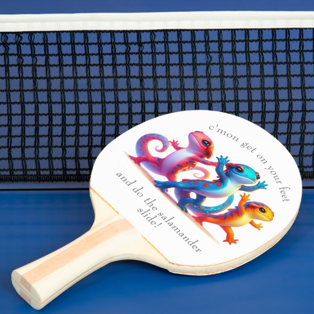 Farbenfrohe Salamander machen Salamander Slide Tischtennis Schläger (InSitu)