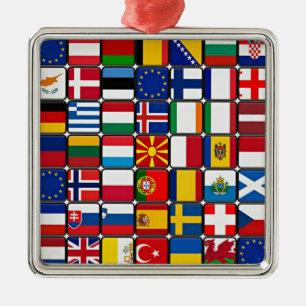 Farbenfrohe Sammlung von Weltflaggen Ornament Aus Metall