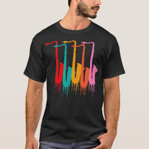 Farbenfrohe Saxophone Musikinstrument Jazz T-Shirt