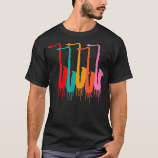 Farbenfrohe Saxophone Musikinstrument Jazz T-Shirt